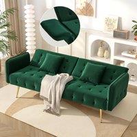 Space-Saving Sofa Bed with Folded Backrest, Ideal Sofa Sleeper for Small Apartments or Dormitories, 178L x 82W x 70H cm, Green Aosom UK