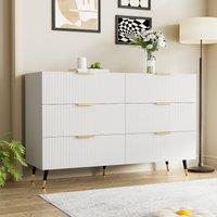 Elegant Sideboard with Modern Design, Chest of Drawers and Storage Space, Cabinet for Space-Saving Room, 120L x 40W x 77H cm, White+Gold Aosom UK