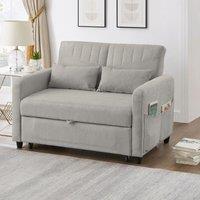 2-Seater Pull-Out Sofa Bed with 3-Level Adjustable Backrest, Stylish Futon Couches with High-Density Foam, 112L x 169W x 59H cm, Light Gray Aosom UK