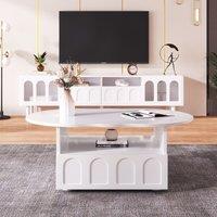 Morden Coffee Table with Storage Drawer and Compartments, Push-to-Open Mechanism, Ideal for Living Room, 100L x 60W x 40.5H cm, White Aosom UK