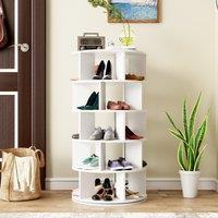 Rotating Shoe Rack with 5 Tiers, Rotatable Shoe Organizer with Ample Storage Space, Minimalist Elegance, Versatile Storage for Shoes, Books, 60L x 60W x 115H cm, White Aosom UK