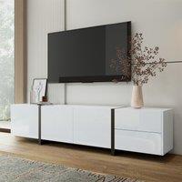 High-Gloss Black and White TV Cabinet with 3 Doors, Ample Storage, Modern TV Stand for Living Room, 170L x 29.5W x 40H cm, Black+White Aosom UK