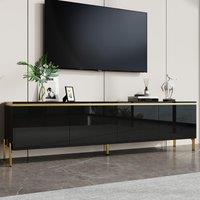 Spacious TV Stand with 4-Door Storage, Functional TV Cabinet for Modern and Italian Minimalist Living Rooms, 170L x 38W x 50H cm, Black Aosom UK