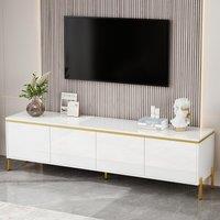 Spacious TV Stand with 4-Door Storage, Functional TV Cabinet for Modern and Italian Minimalist Living Rooms, 170L x 38W x 50H cm, White Aosom UK