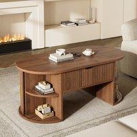 Modern Height-Adjustable Coffee Table with Lift-Top Design, Multifunctional Storage Table for Apartments, 100L x 50W x 40.5H cm, Walnut Aosom UK