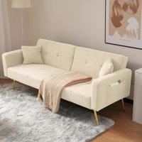 Convertible Sofa Bed with 3Position Adjustable Backrest, Comfortable Daybed with HighDensity Foam Seat, 176L x 64W x 75H cm, Beige Aosom UK