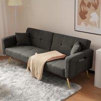 Convertible Sofa Bed with 3Position Adjustable Backrest, Comfortable Daybed with HighDensity Foam Seat, 176L x 64W x 75H cm, Dark Gray Aosom UK