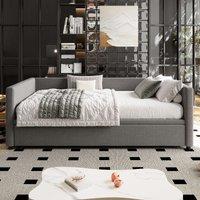 Single Day Bed with Pull-Out Bottom Bed, Converts to Double Floor Bed, Space-Saving Grey Sofa Bed for Apartments, 203L x 191W x 73H cm, Gray Aosom.UK