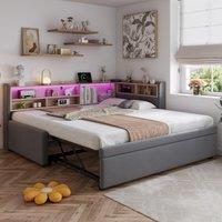 Practical Upholstered Daybed with PullOut Trundle, Perfect Bed Frame for Studios or Guest Spaces, 201L x 105W x 85H cm, Grey Aosom UK