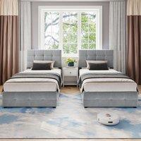 Upholstered Double Bed with Iron Frame, Wood Slats, Under-Bed Storage, Bed Base with Hydraulic Lift Mechanism, 197L x 181W x 105H cm, Grey Aosom.UK