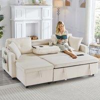 L-Shaped Convertible Sofa Bed with Reversible Chaise, Storage, Sleeper Sofa Ideal for Space-Saving Rooms, 196L x 126W x 79H cm, Beige Aosom UK
