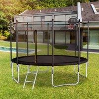 Outdoor Trampoline with Basketball Hoop and Safety Net, Heavy Duty Rebounder with Weatherproof Steel Frame, 366L x 366W x 76H cm, Black Aosom UK