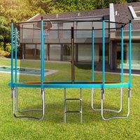 Outdoor Trampoline with Basketball Hoop and Safety Net, Heavy Duty Rebounder with Weatherproof Frame, 366L x 366W x 76H cm, Blue+Orange Aosom UK