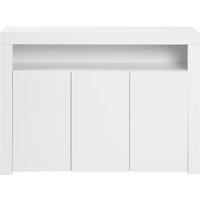 Modern Sideboard Cabinet with LED Lights, High Gloss Design, 3-Door Remote Control Kitchen Unit for Home Decor, 130x35x95 cm, White Aosom.UK