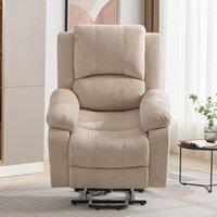 Power Massage Lift Recliner Chair with Heat and Vibration for Elderly, Fabric Sofa with Pockets and Cup Holders, 90L x 94W x 101H cm, Beige Aosom.UK