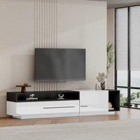 TV Unit with Storage, Modern TV Stand with Waterproof and Scratch-resistant Surface, Up 70in TV Size White+Black Aosom UK