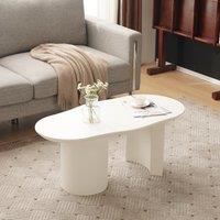 Modern Cloud-Shaped Coffee Table with MDF and PVC Construction, Versatile Sofa Table with Easy Maintenance, 100L x 50W x 40.5H cm, White Aosom UK