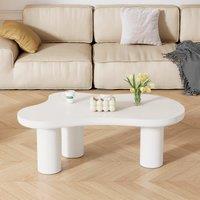 Versatile Cloud-Shaped Coffee Table with MDF Construction, PVC Legs, Modern Living Room Table with MDF Top, 107L x 66W x 40.5H cm, White Aosom UK