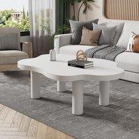 Cloud Shaped Coffee Table with Robust Construction, Rounded Corners, Modern Sofa Table with Easy Assembly, 100.5L x 69.5W x 41.5H cm, White Aosom UK
