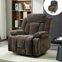 Electric Power Lift Recliner Armchair with Massage and Lumbar Heating, Sofa with Cup Holders & Side Pocket, 95L x 94W x 107H cm, Brown Aosom UK