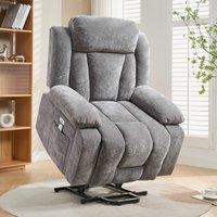 Electric Power Lift Recliner Chair with Heating, Built-in USB Charging Ports, Storage Pocket, Chic Massage Chair with Easy Assembly, Grey Aosom UK