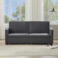 Modern Convertible Fabric Sofa Chair with Cup Holders, Side Pockets, King Size Independent Pull Out Sofa Bed, 207L x 87W x 96H cm, Gray Aosom UK