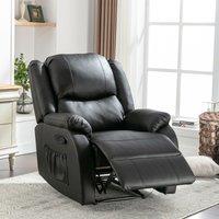 Adjustable Pull‑tab Recliner with Side Storage Pocket, Padded Cushions, High‑back Armchair for the Elderly, 82L x 86W x 99H cm, Black Aosom UK