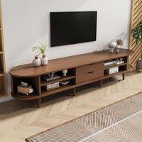 Durable Oval TV Unit with 2 Sliding Doors and 2-Tier Storage Shelves, High‑Legged TV Stand for Living Room, 175L x 40W x 40H cm, Oak Aosom UK