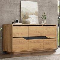 Modern Storage Cabinet with Soft-Close Hinges & Adjustable Shelves, Multifunctional Sideboard for Living Areas, 140L x 40W x 70H cm, Wood Aosom UK