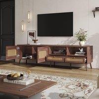 Modern TV Entertainment Centre with 2 Drawers & 2 Cabinets, Sturdy Media Cabinet for Living Rooms, 200L x 37W x 49.5H cm, Wood Aosom UK