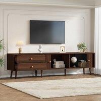 Stylish TV Cabinet for up to 80-Inch Screens, Spacious Unit with 8 Support Legs, 180L x 40W x 46.5H cm, Walnut Aosom UK