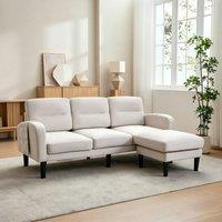 L-Shaped Sectional Sofa with Movable Chaise and Storage Pockets, Modern 3-Seater Corner Sofa for Living Room, 204L x 136W x 80H cm, Beige Aosom UK