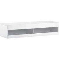 Wall-Mounted High Gloss TV Cabinet with LED Lights, Modern Floating Corner TV Unit for 65" TV, Spacious Storage, 140x40x30.5 cm, White Aosom UK