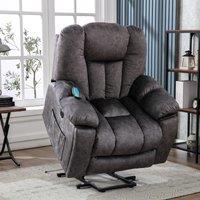 Power Lift Electric Recliner Chair with Heat and Vibration, Lounger Chair with USB Ports and Side Pockets, for Elderly, 100x95x105 cm, Grey Aosom.UK