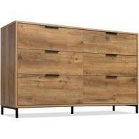 Sideboard Cabinet with Storage Drawers, Metal Cupboard Handles, Wooden Chest of Drawers for Living Room, Bedroom, 120x40x76 cm, Dark Oak Aosom.UK