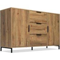Living Room Sideboard with 2 Doors and 3 Drawers, Adjustable Shelf, Modern Storage Cabinet for Dining Room Bedroom, 120x40x76 cm, Dark Oak Aosom UK