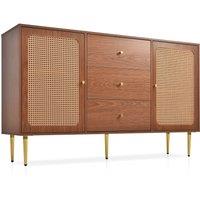 Modern Sideboard Cabinet with Adjustable Shelf, Handles, 2 Doors and 3 Storage Drawers, Chest of Drawers for Bedroom, Living Room, Walnut Aosom.UK