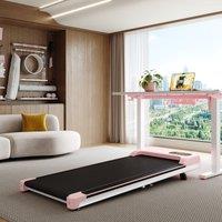 Folding Under Desk Walking Pad Treadmill with Adjustable Incline, Space-Saving Treadmill for Living Room, 111L x 47.5W x 9.5H cm, Pink Aosom UK