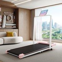 Folding Treadmill with Adjustable Incline, LED Display & Remote Control, Space-Saving Treadmill for Rooms, 121L x 54.5W x 9.5H cm, Pink Aosom UK