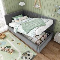 Practical Upholstered Daybed with Hydraulic Ottoman Storage, Suitable Sofa Bed for Small Apartments, 196L x 100W x 77H cm, Grey Aosom UK