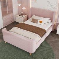Upholstered Single Bed with Cosmic Print and Padded Headboard, Pink Velvet Bed Frame for Contemporary Bedrooms, 206L x 99W x 76H cm, Pink Aosom UK