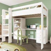 Kids' High Sleeper Loft Bed with Built-in Storage and SoftClose Drawers, Bunk Bed with USB/TypeC Charging, 196L x 108W x 175H cm, White Aosom UK