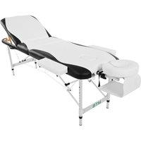 Portable Aluminium Massage Table with 3-Section Lightweight Foldable Couch Bed, Adjustable Headrest, Arm Support and Carrying Bag, White Aosom.UK