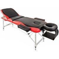 Portable Aluminium Massage Table with 3-Section Lightweight Foldable Couch Bed, Adjustable Headrest, Arm Support, Carrying Bag, Black+Red Aosom.UK
