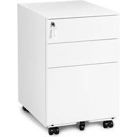 Lockable Mobile File Cabinet with 3 Drawers, Solid Steel Pedestal with 5 Casters and Keys, Cabinet Storage for A4 , 39x52x60 cm, White Aosom UK