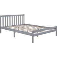 Solid Wooden Double Bed Frame 4ft6 with Headboard and Footboard, Bedroom Furniture, Pine Bed, No Box Spring Required, 196x140x77 cm, Grey Aosom UK