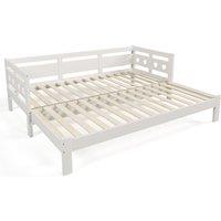 Heart-Shaped Wooden Daybed Frame with Pull-Out Trundle, 3FT Single Sofa Bed for Children Adults, Guest Bed for Bedroom, White Aosom UK