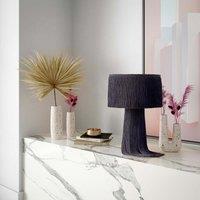 Modern Atolla Tassel Table Lamp with Extra-Long Cable for Flexibility, Boho-chic Shade with Delicate Tassels, 25.5L x 25.5W x 37H cm, Black Aosom UK