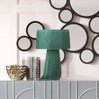 Stylish Atolla Tassel Table Lamp with Bohemian-Inspired Style, Soft Textured Tassel Light with Weighted Base, 25.5L x 25.5W x 37H cm, Green Aosom UK
