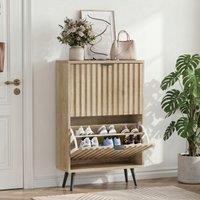 Nordic Farmhouse Bedside Table with 2 Drawers, Practical Oak Storage Side Cabinet for Bedroom Living Room, 57L x 40W x 57H cm, Oak Aosom UK